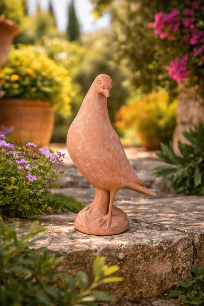 Colombe en terre cuite d’Impruneta – décoration de jardin méditerranéenne en terracotta italienne